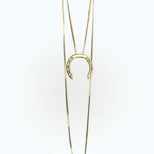 Gold plated downfacing horsehoe necklace